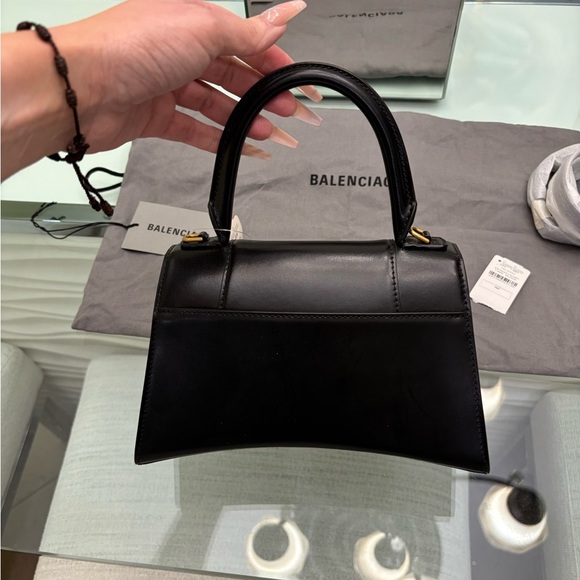 Authentic NWT Balenciaga Black Hourglass Small Satchel with Gold Accents - Picture 3 of 9
